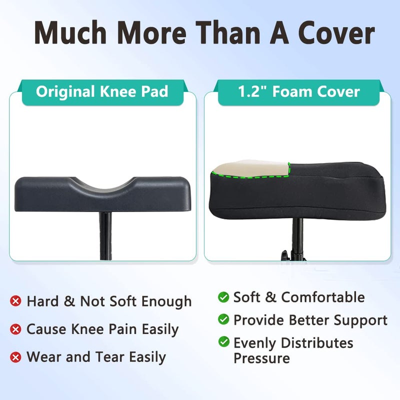 Mybow Knee Scooter Pad for Comfort Knee Walker Pad Cover Cushion Scooter for Broken Foot Leg Injury Knee Cushion Roller Scooter Padding Medical Foam Cushion Seat Cover (Black) - Image 3